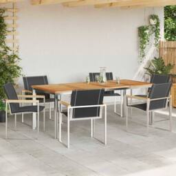 Berkfield Home 7 Piece Garden Dining Set in Solid Wood Acacia - thumbnail 4
