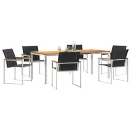 Berkfield Home 7 Piece Garden Dining Set in Solid Wood Acacia - thumbnail 3
