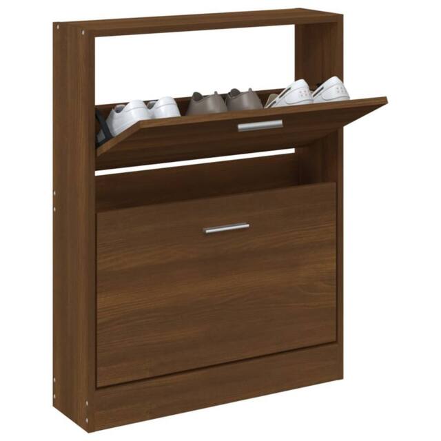Berkfield Home Shoe Cabinet Brown Oak 59x17x81 cm Engineered Wood - Size: 59 x 17 x 81 cm - image 1