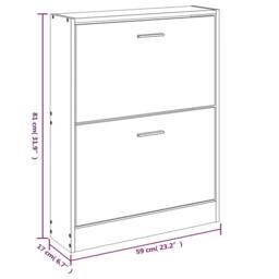 Berkfield Home Shoe Cabinet Brown Oak 59x17x81 cm Engineered Wood - Size: 59 x 17 x 81 cm - thumbnail 8