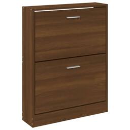 Berkfield Home Shoe Cabinet Brown Oak 59x17x81 cm Engineered Wood - Size: 59 x 17 x 81 cm - thumbnail 4