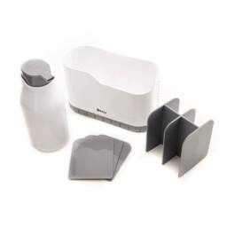 mysmartbuy Sink Tidy with 250ml Soap Dispenser - Bathroom or Kitchen Space Saving Organiser with Vented Base & Drip Tray - H18 x W18 x D8cm in White - thumbnail 5