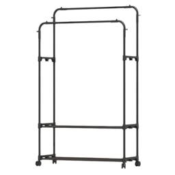 VOGREX Double Clothes Rail Heavy Duty Garment Display Shoes Storage in Black - thumbnail 5