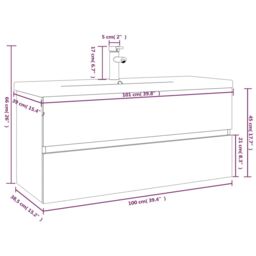 Berkfield Home Sink Cabinet with Built-in Basin Smoked Oak Engineered Wood in Brown - thumbnail 7