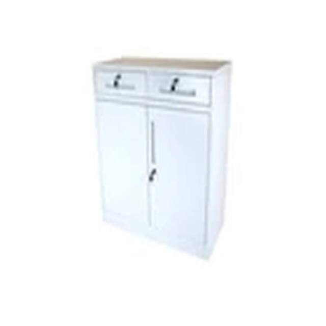 Havendro Metal Storage Cabinet - 2 Door, 2 Drawer, 1 Shelf, 80x40x92cm, White - Size: 80 x 40 x 92 cm - image 1