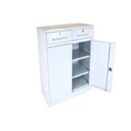 Havendro Metal Storage Cabinet - 2 Door, 2 Drawer, 1 Shelf, 80x40x92cm, White - Size: 80 x 40 x 92 cm - thumbnail 3