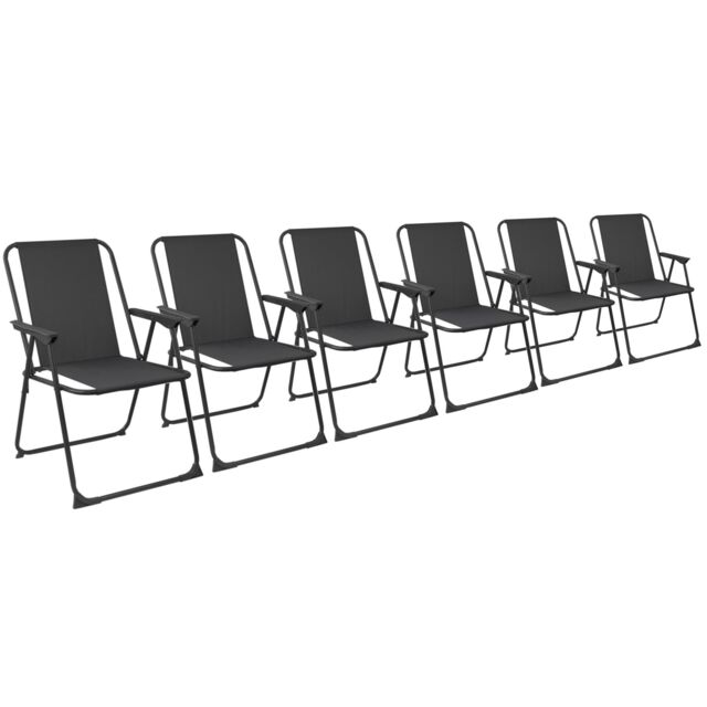 Harbour Housewares Folding Metal Beach Chairs Pack of 6 in Black - image 1