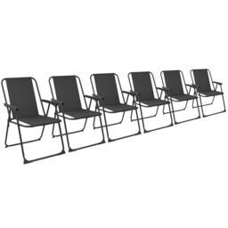 Harbour Housewares Folding Metal Beach Chairs Pack of 6 in Black - thumbnail 1