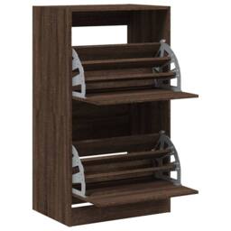 Berkfield Home Shoe Cabinet with 2 Flip-Drawers Brown Oak 60x42x108 cm - Size: 60 x 42 x 108 cm - thumbnail 5