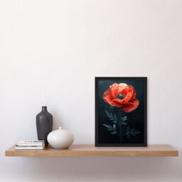"Artery8 Wall Art Print Realistic Red Poppy Painting Dramatic & Bold Art Framed Poster in Black - Size: W12"" x H16""" - thumbnail 4