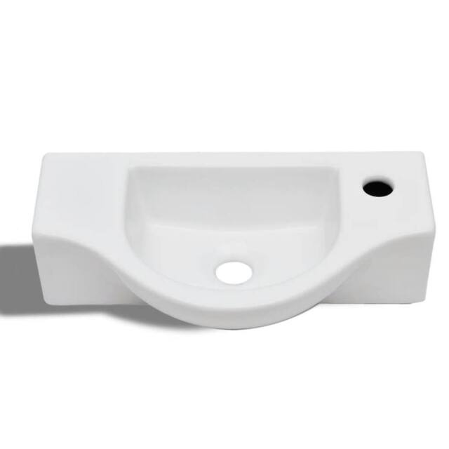 Berkfield Home Elegant Ceramic Bathroom Sink Basin with Faucet Hole White - image 1