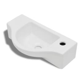 Berkfield Home Elegant Ceramic Bathroom Sink Basin with Faucet Hole White - thumbnail 3