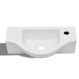 Berkfield Home Elegant Ceramic Bathroom Sink Basin with Faucet Hole White - thumbnail 1