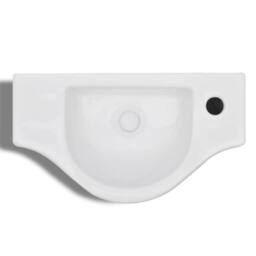 Berkfield Home Elegant Ceramic Bathroom Sink Basin with Faucet Hole White - thumbnail 5