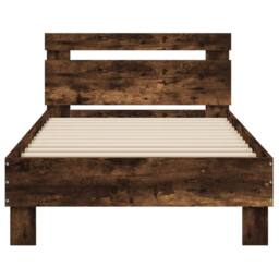 Berkfield Home Durable Bed Frame without Mattress with Headboard Smoked Oak 90x200 cm in Brown - thumbnail 5
