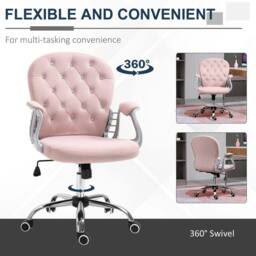 NESTLUNE Office Chair Velour Diamond Tufted Padded Ergonomic in Pink - Size: 100 cm x 15 cm - thumbnail 4