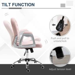 NESTLUNE Office Chair Velour Diamond Tufted Padded Ergonomic in Pink - Size: 100 cm x 15 cm - thumbnail 6