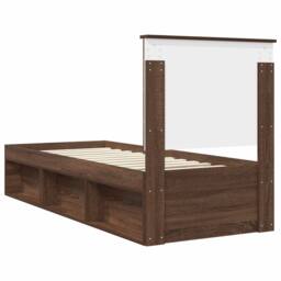 Berkfield Home Bed Frame with Headboard Brown Oak 75 x 190 cm Solid Pine Wood - thumbnail 9