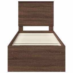 Berkfield Home Bed Frame with Headboard Brown Oak 75 x 190 cm Solid Pine Wood - thumbnail 7