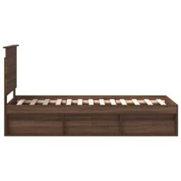 Berkfield Home Bed Frame with Headboard Brown Oak 75 x 190 cm Solid Pine Wood - thumbnail 8