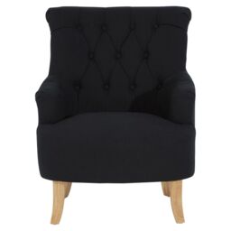 Orsina High Tufted Back Black Cotton Armchair, Striking Black Upholstered Mid Century Armchair For Livingroom - thumbnail 6