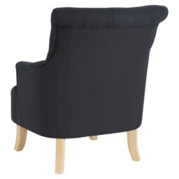 Orsina High Tufted Back Black Cotton Armchair, Striking Black Upholstered Mid Century Armchair For Livingroom - thumbnail 3