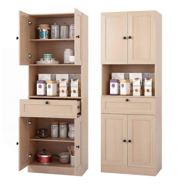 Costway 171.5 CM Tall Bathroom Cabinet Freestanding Storage Cabinet in Beige - image 1