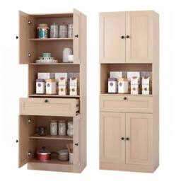 Costway 171.5 CM Tall Bathroom Cabinet Freestanding Storage Cabinet in Beige
