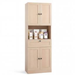 Costway 171.5 CM Tall Bathroom Cabinet Freestanding Storage Cabinet in Beige - thumbnail 9