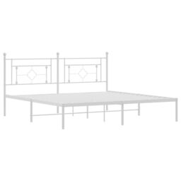 Berkfield Home Metal Bed Frame without Mattress with Headboard White 183x213cm - Size: 183x213 cm - thumbnail 4