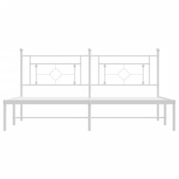 Berkfield Home Metal Bed Frame without Mattress with Headboard White 183x213cm - Size: 183x213 cm - thumbnail 5