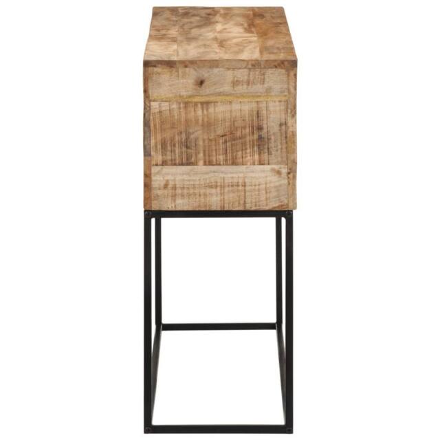 Berkfield Home Beautiful Console Table 110x30x75 cm Solid Wood Rough Mango & Iron in Brown - Size: 110 x 30 x 75 cm - image 1