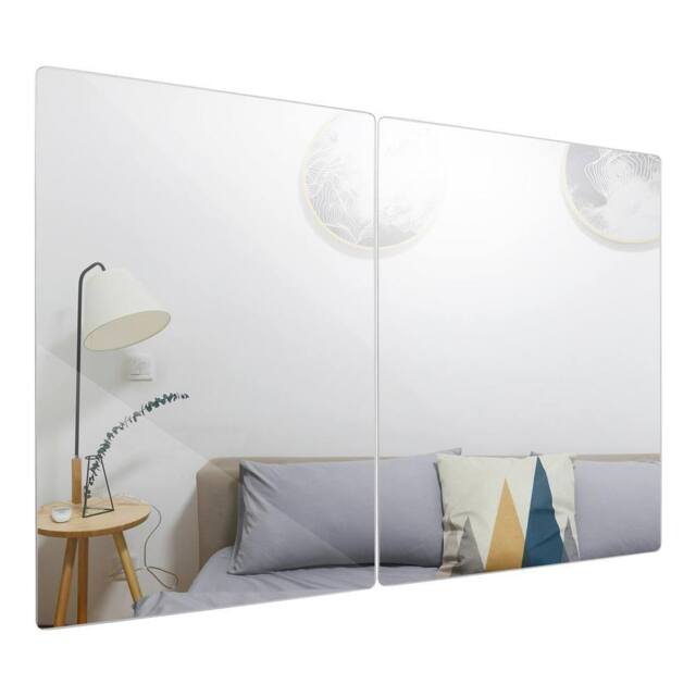 Harbour Housewares Self Adhesive Glass Wall Mirrors - 30 x 40cm - Pack of 2 in Silver - Size: 30 x 40 cm - image 1