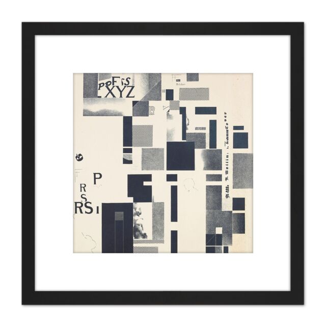 Artery8 Kurt Schwitters Composite Dada 8X8 Inch Square Wooden Framed Wall Art Print Picture with Mount in Black - image 1