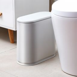 Living and Home 10L Narrow Trash Bin with Press Top Lid, Inner Bucket in Grey - thumbnail 9