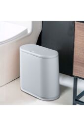 Living and Home 10L Narrow Trash Bin with Press Top Lid, Inner Bucket in Grey - thumbnail 6