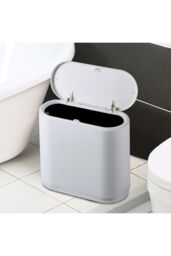 Living and Home 10L Narrow Trash Bin with Press Top Lid, Inner Bucket in Grey - thumbnail 3