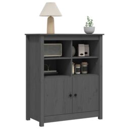 Berkfield Home Sideboard Grey 83x41.5x100 cm Solid Wood Pine - thumbnail 4