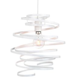 Happy Homewares Gloss Metal Double Ribbon Spiral Swirl Ceiling Light Pendant in White - thumbnail 3