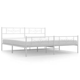 Berkfield Home Metal Bed Frame with Headboard & Footboard White 193x203 cm - thumbnail 2