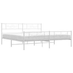Berkfield Home Metal Bed Frame with Headboard & Footboard White 193x203 cm - thumbnail 3