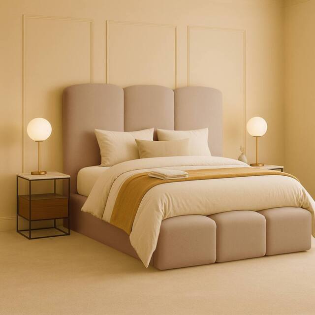Desire Deco Rivas Modern Upholstered Bed Frame - Double, King, Super King in Beige - image 1