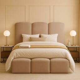 Desire Deco Rivas Modern Upholstered Bed Frame - Double, King, Super King in Beige - thumbnail 2