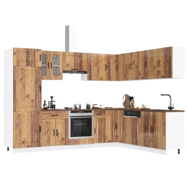 Berkfield Home 14 Piece Kitchen Cabinet Set Kalmar Old Wood Engineered Wood in Brown - image 1
