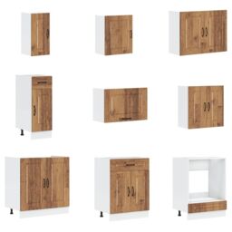 Berkfield Home 14 Piece Kitchen Cabinet Set Kalmar Old Wood Engineered Wood in Brown - thumbnail 4