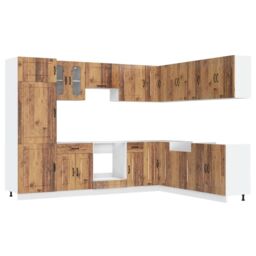 Berkfield Home 14 Piece Kitchen Cabinet Set Kalmar Old Wood Engineered Wood in Brown - thumbnail 2
