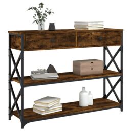 Berkfield Home Console Table Smoked Oak 100x28x75 cm Engineered Wood in Brown - Size: 100 x 28 x 75 cm - thumbnail 3