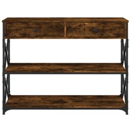 Berkfield Home Console Table Smoked Oak 100x28x75 cm Engineered Wood in Brown - Size: 100 x 28 x 75 cm - thumbnail 6