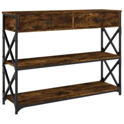Berkfield Home Console Table Smoked Oak 100x28x75 cm Engineered Wood in Brown - Size: 100 x 28 x 75 cm - thumbnail 2