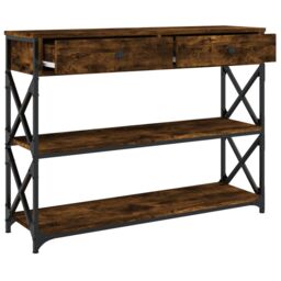 Berkfield Home Console Table Smoked Oak 100x28x75 cm Engineered Wood in Brown - Size: 100 x 28 x 75 cm - thumbnail 5
